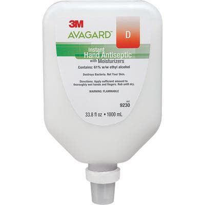 3M Avagard D Instant Hand Antiseptic with Moisturizers, 61% Ethyl Alcohol, Fragrance Free, 1000 mL (33.8 oz) Refill/Wall Mount Bottle, 9230 thumbnail 5