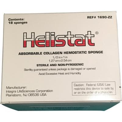 Helistat Absorbable Collagen Hemostatic Sponge, 1/2" x 1", Sterile, 18/Box, 1690ZZ thumbnail 9