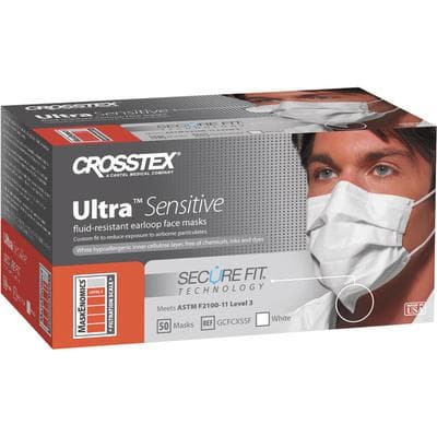 Crosstex Ultra Sensitive Earloop Mask with SecureFit Technology, ASTM Level 3, White, 50/Box, GCFCXSSF thumbnail 30