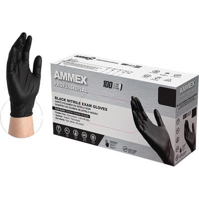 Ammex Black Nitrile Exam Gloves, Powder Free, Non-Sterile, Small, 100/Box thumbnail 12