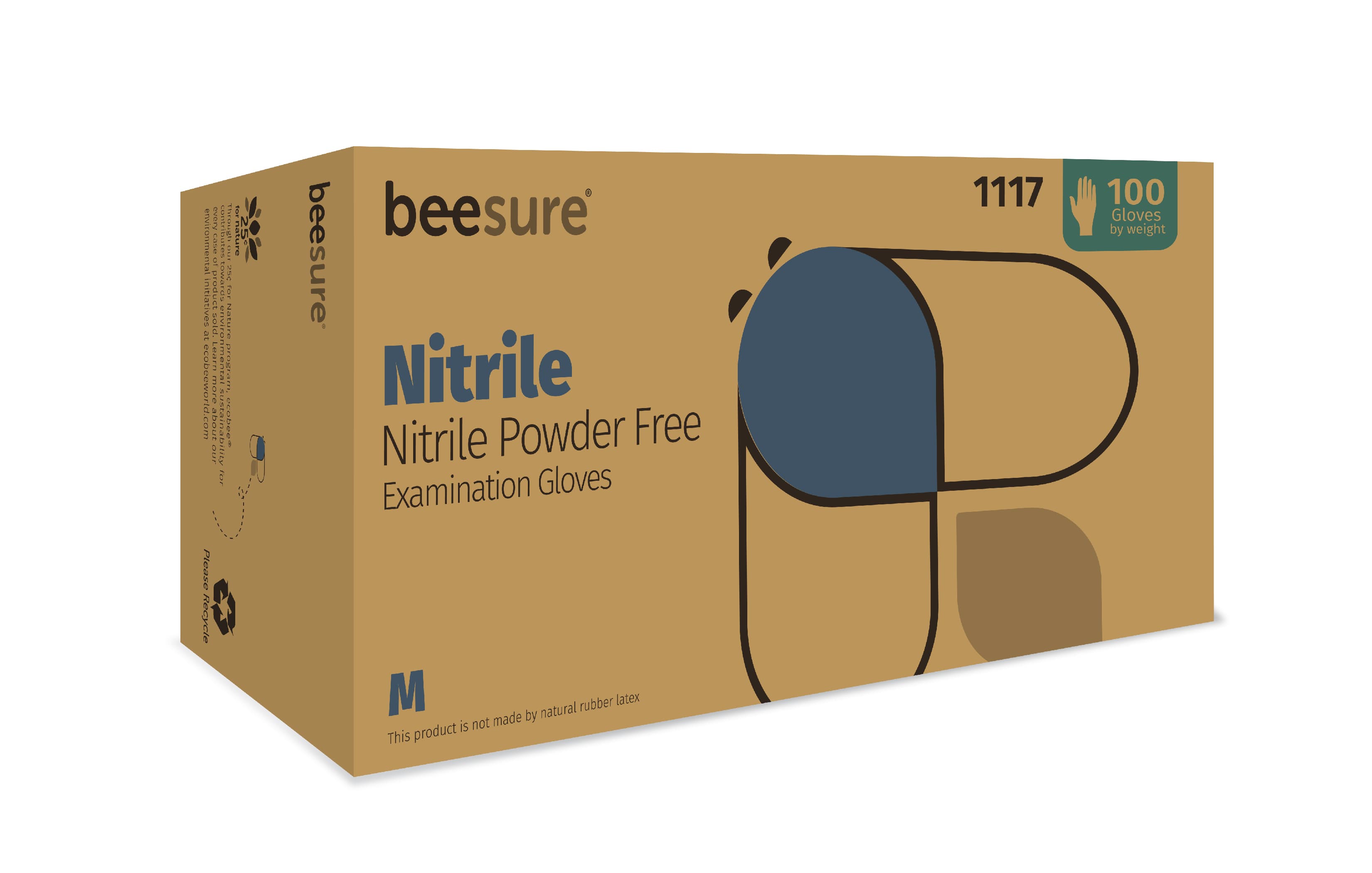 BeeSure Nitrile Exam Gloves, Powder-Free, Non-Sterile, Medium, Blue, 100/Box, BE1117 thumbnail 9