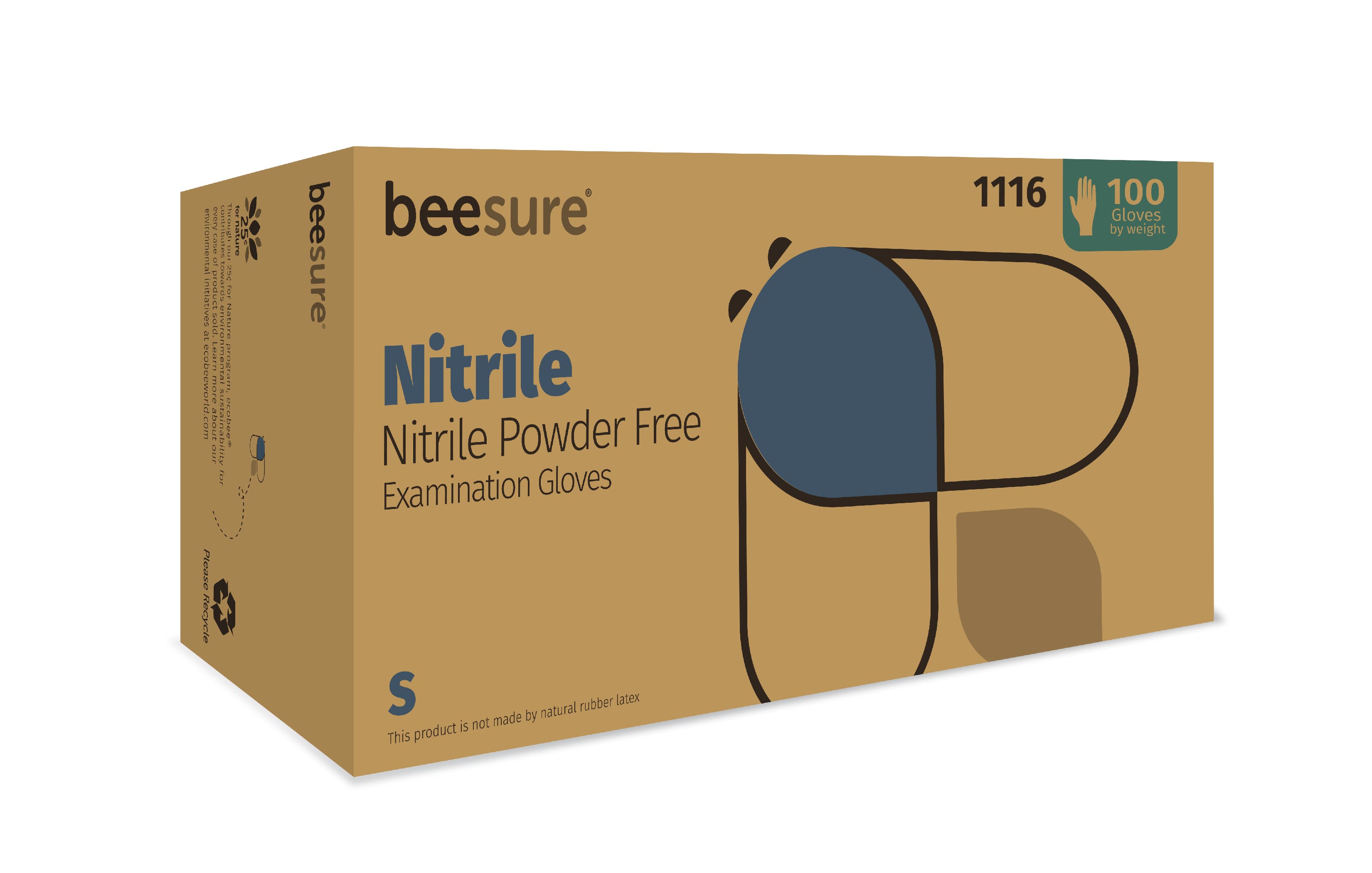 BeeSure Nitrile Exam Gloves, Powder-Free, Non-Sterile, Small, Blue, 100/Box, BE1116 thumbnail 9