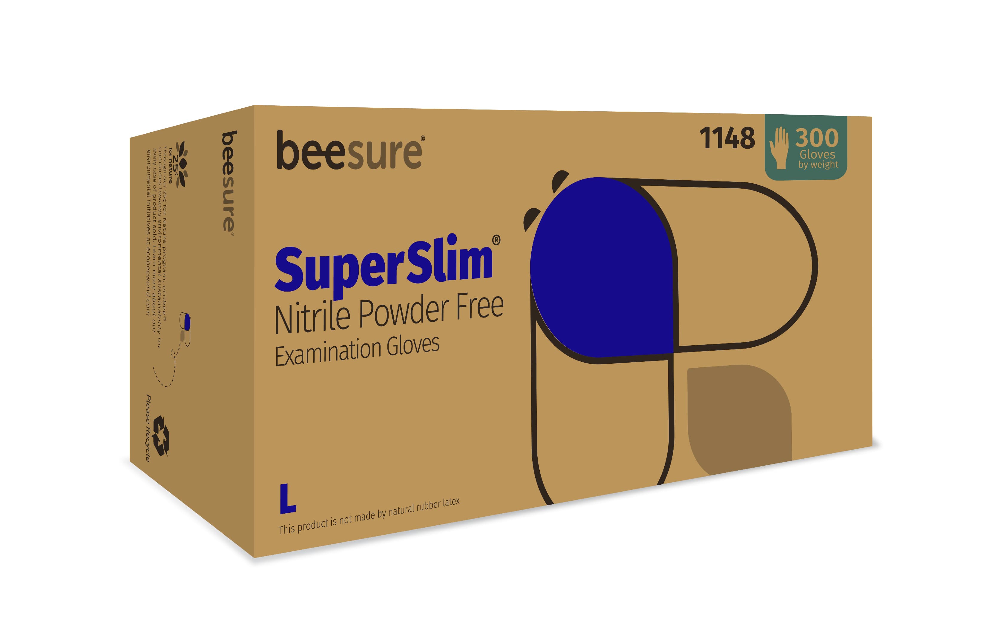 BeeSure SuperSlim Nitrile Examination Gloves, Powder-Free, Large, Cobalt Blue, 300/Box, BE1148 thumbnail 11
