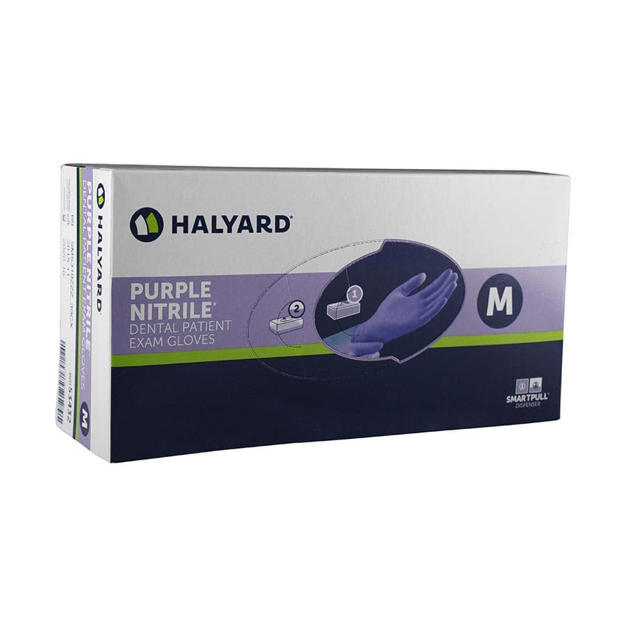 Halyard Purple Nitrile Dental Exam Gloves, Powder-Free, Non-Sterile, Large, Textured, 100/Box, 53433 thumbnail 3