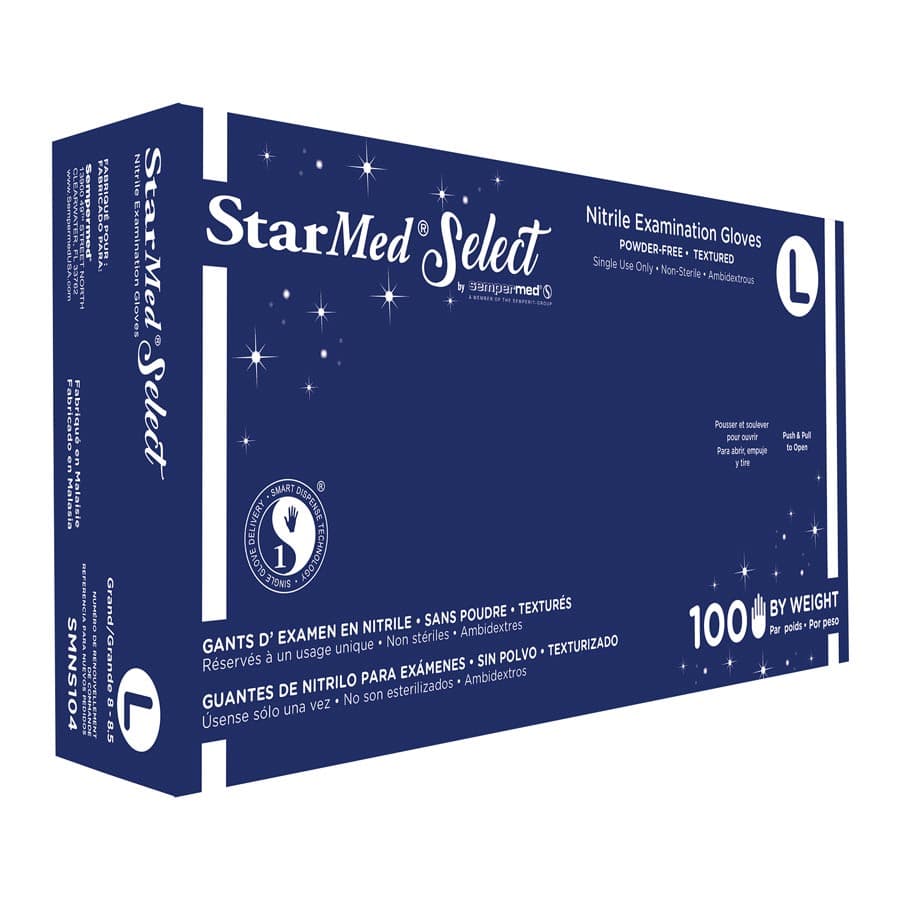 StarMed Select Nitrile Exam Gloves, Powder-Free, Latex-Free, Textured, Violet Blue, Extra Large, 100/Box, SMNS105 thumbnail 2