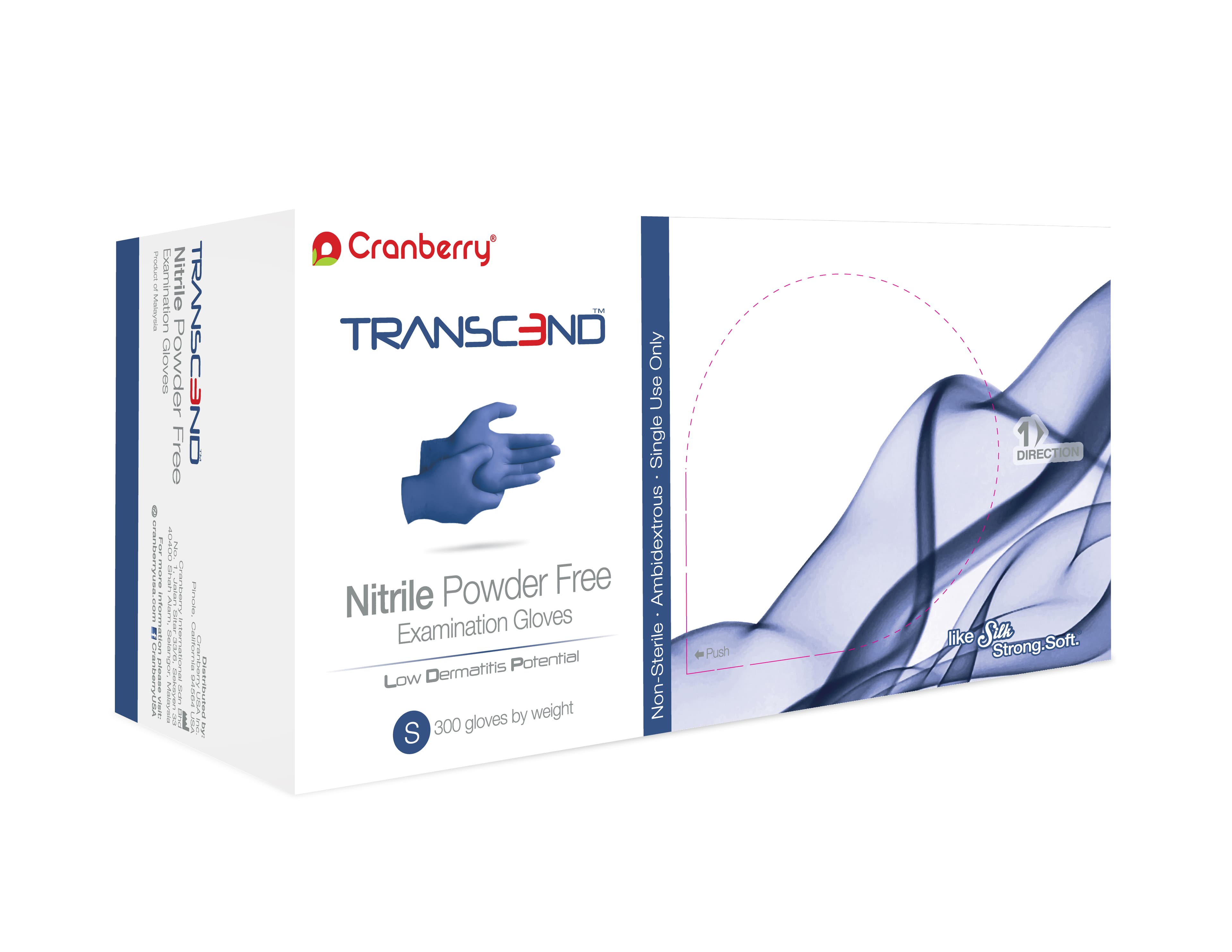 Cranberry Transcend Nitrile Powder-Free Exam Gloves, Small, Matte Blue, 300/Box, CR3366 thumbnail 18