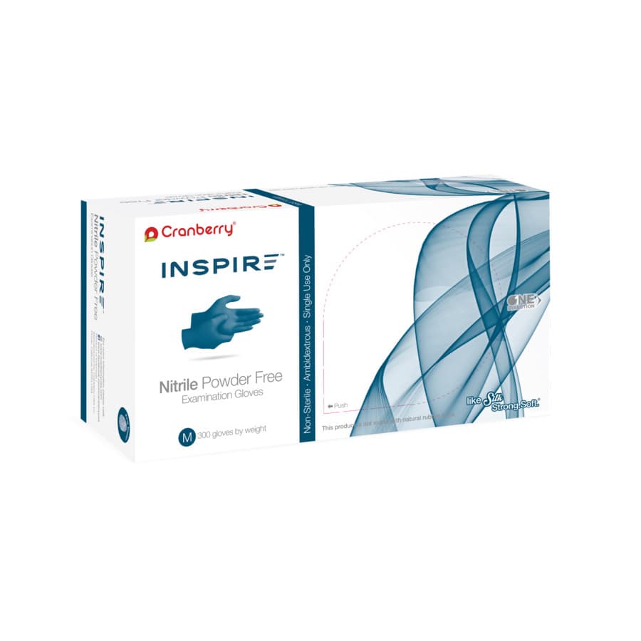 Cranberry Inspire Nitrile Exam Gloves, Powder-Free, Non-Sterile, Medium, Aegean Blue, 300/Box, CR3387 thumbnail 9
