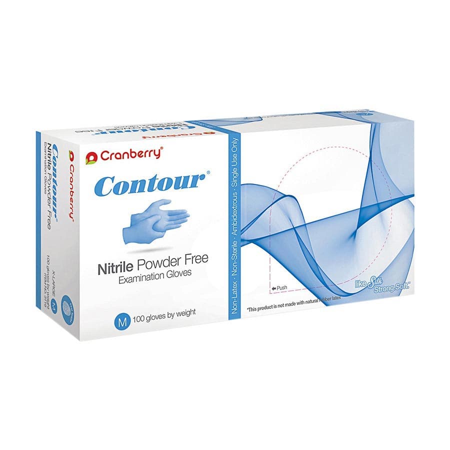 Cranberry Contour Powder-Free Nitrile Exam Gloves, Latex-Free, Blue, Large, 100/Box, CR3118 thumbnail 11