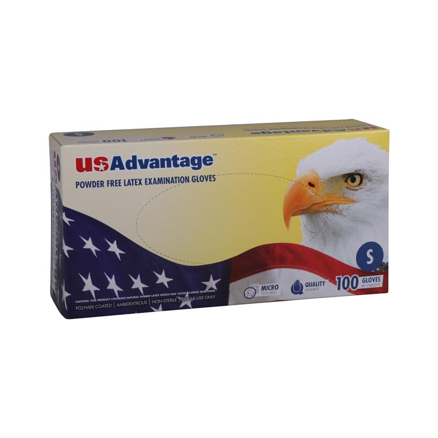 USAdvantage Powder Free Latex Exam Gloves, Small, 100/Box - Dental City - USAdvantage Powder Free Latex Exam Gloves - Image 1