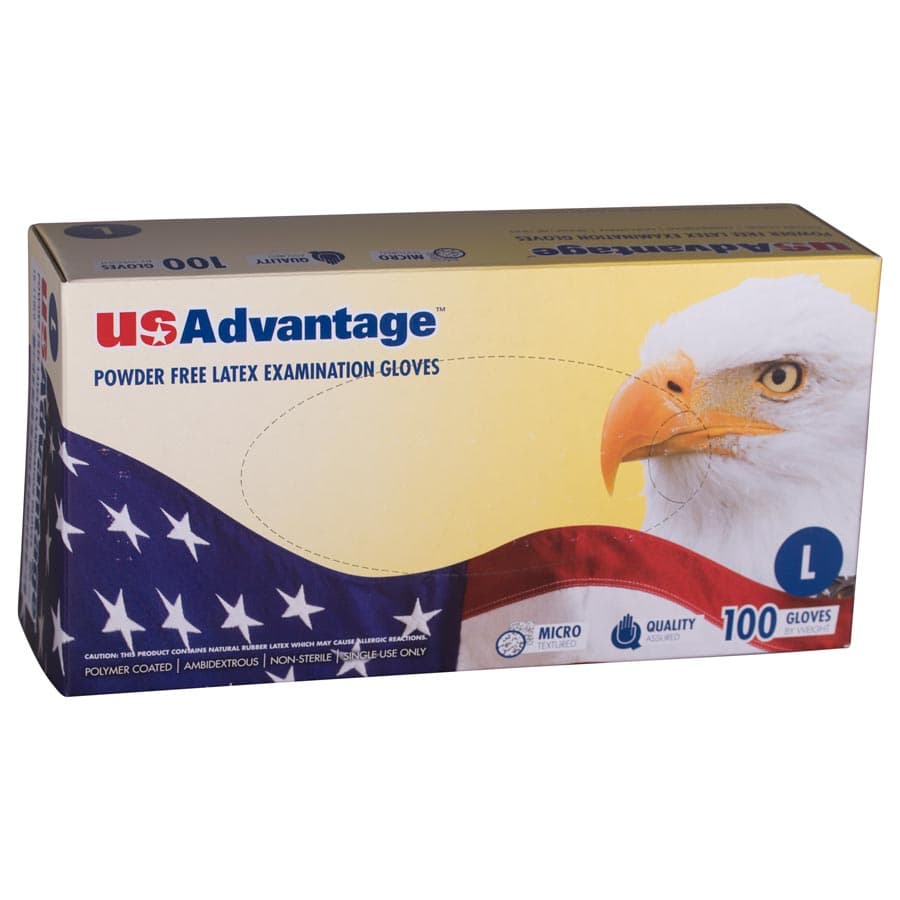 USAdvantage Powder Free Latex Exam Gloves, X-Small, 100/Box - Dental City - USAdvantage Powder Free Latex Exam Gloves - Image 1