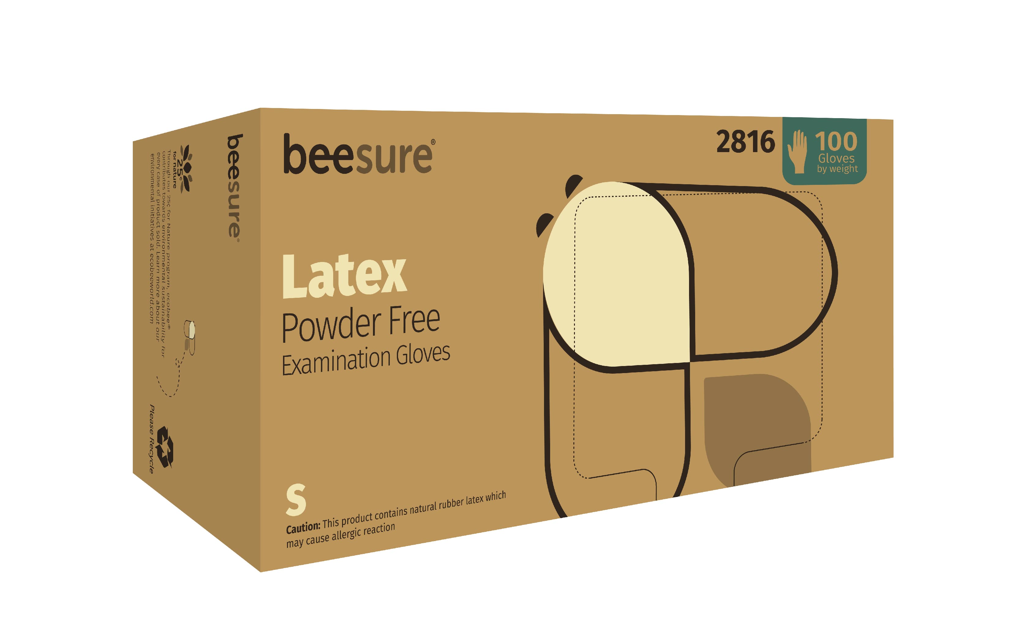 BeeSure Latex Exam Gloves, Powder-Free, Non-Sterile, Small, White, 100/Box, BE2816 thumbnail 10