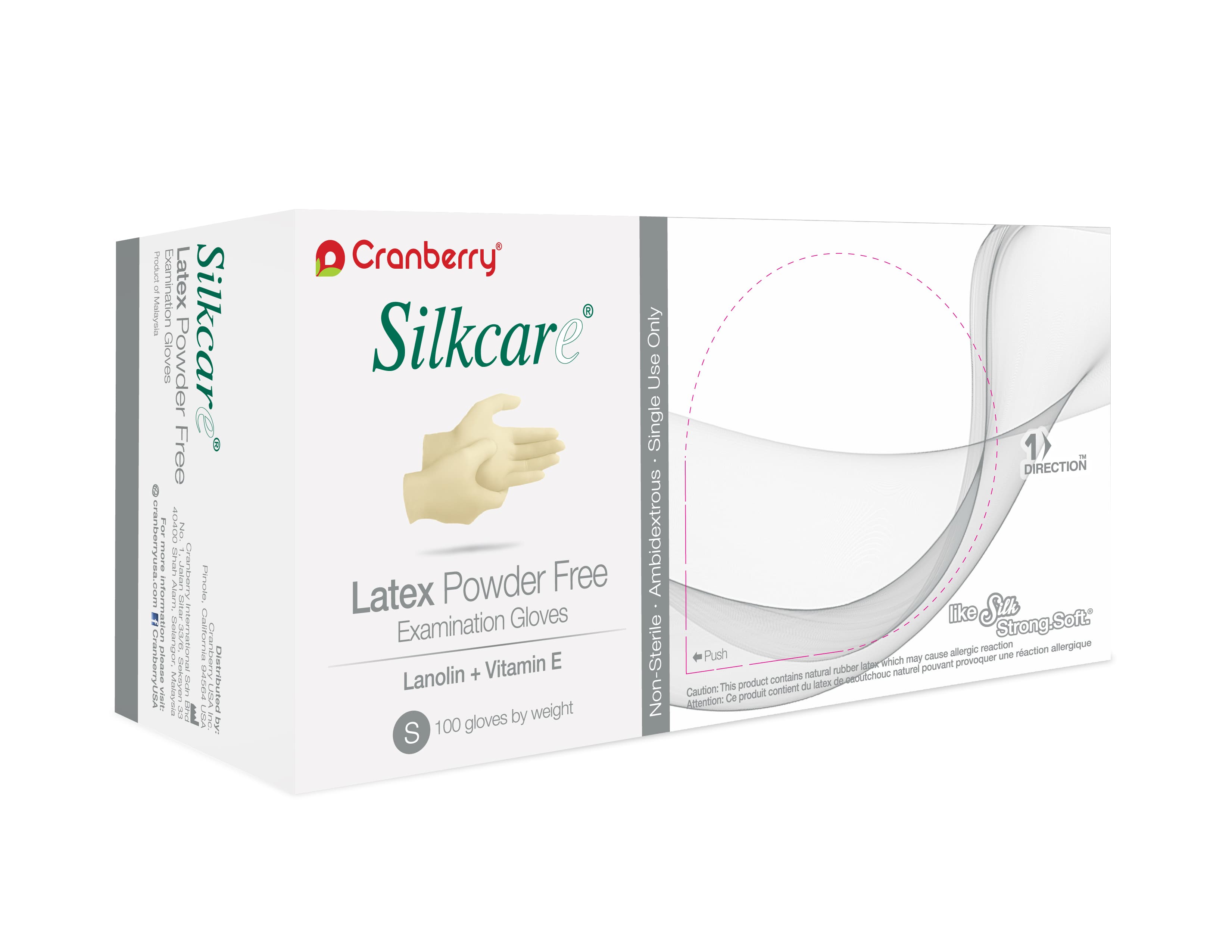 Cranberry Silkcare Powder-Free Latex Exam Gloves with Lanolin and Vitamin E, Small, Natural, 100/Box, CR7816 thumbnail 11
