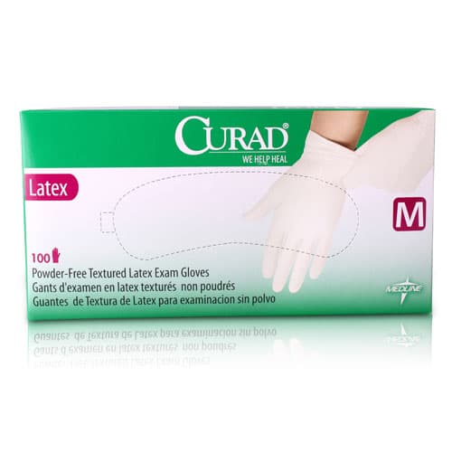Curad PF Powder-Free Latex Examination Gloves, Extra Small, 100/Box, CUR8103 - Curad PF Latex Gloves Extra Small 100/Box CUR8103 - Image 1