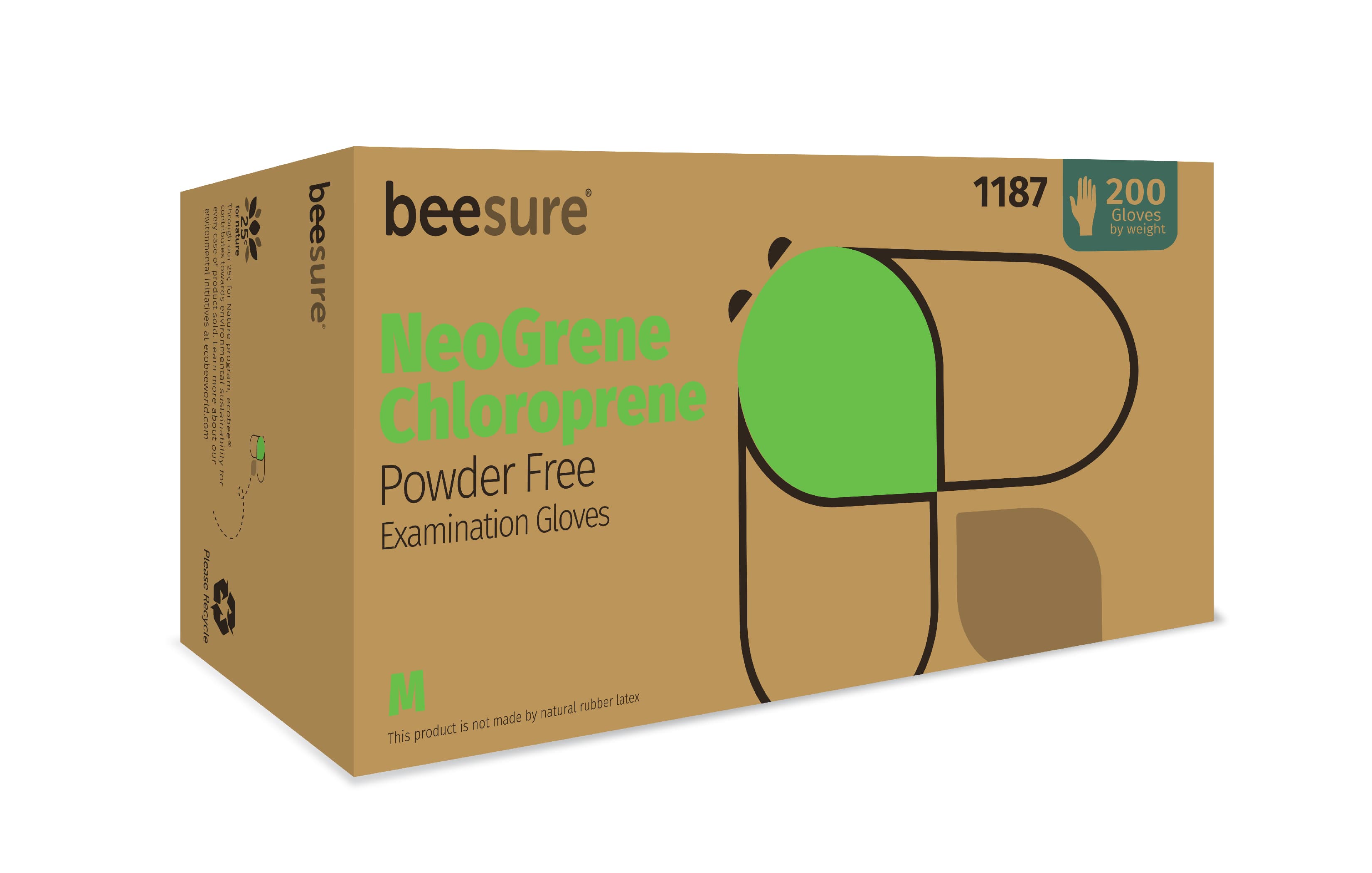 BeeSure NeoGrene Chloroprene Powder-Free Exam Gloves, Medium, Green, 200/Box, BE1187 thumbnail 12
