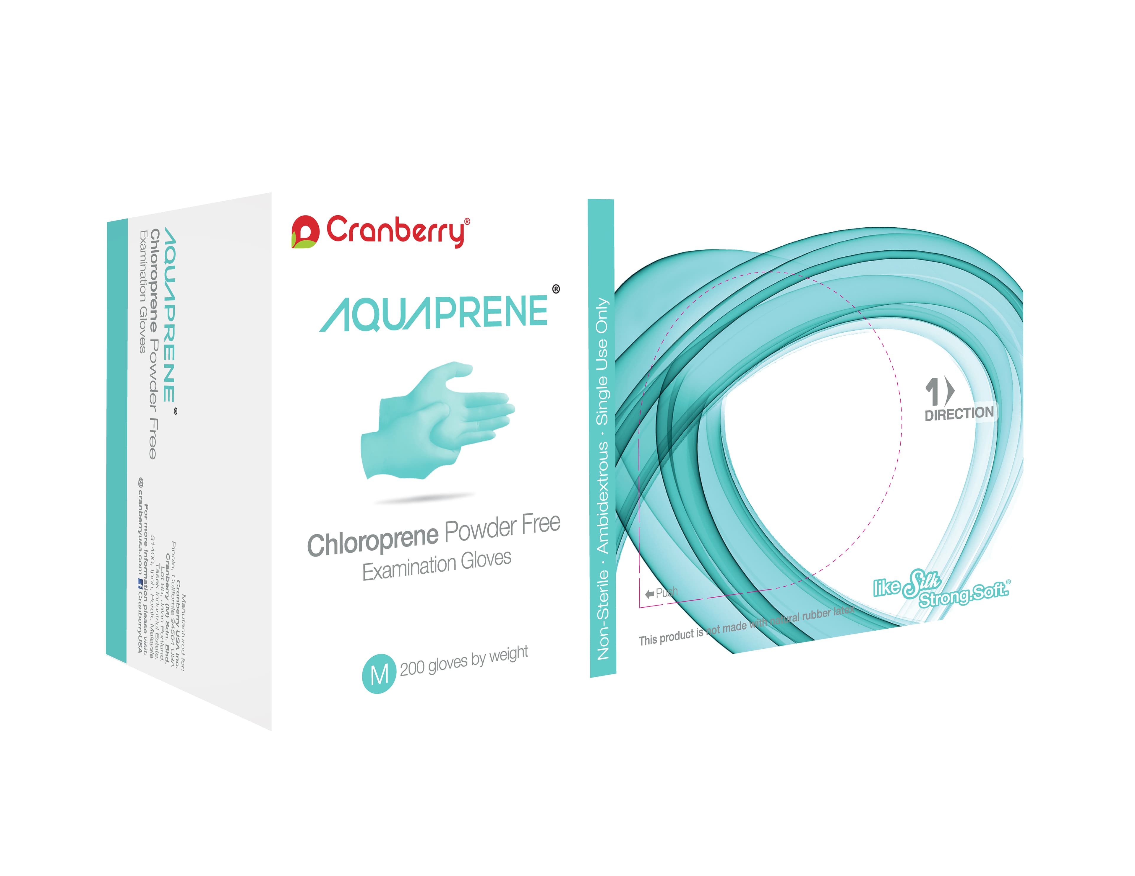 AquaPrene Chloroprene Powder-Free Exam Gloves, Medium, Aqua Blue, 200/Box, CR3027 thumbnail 7