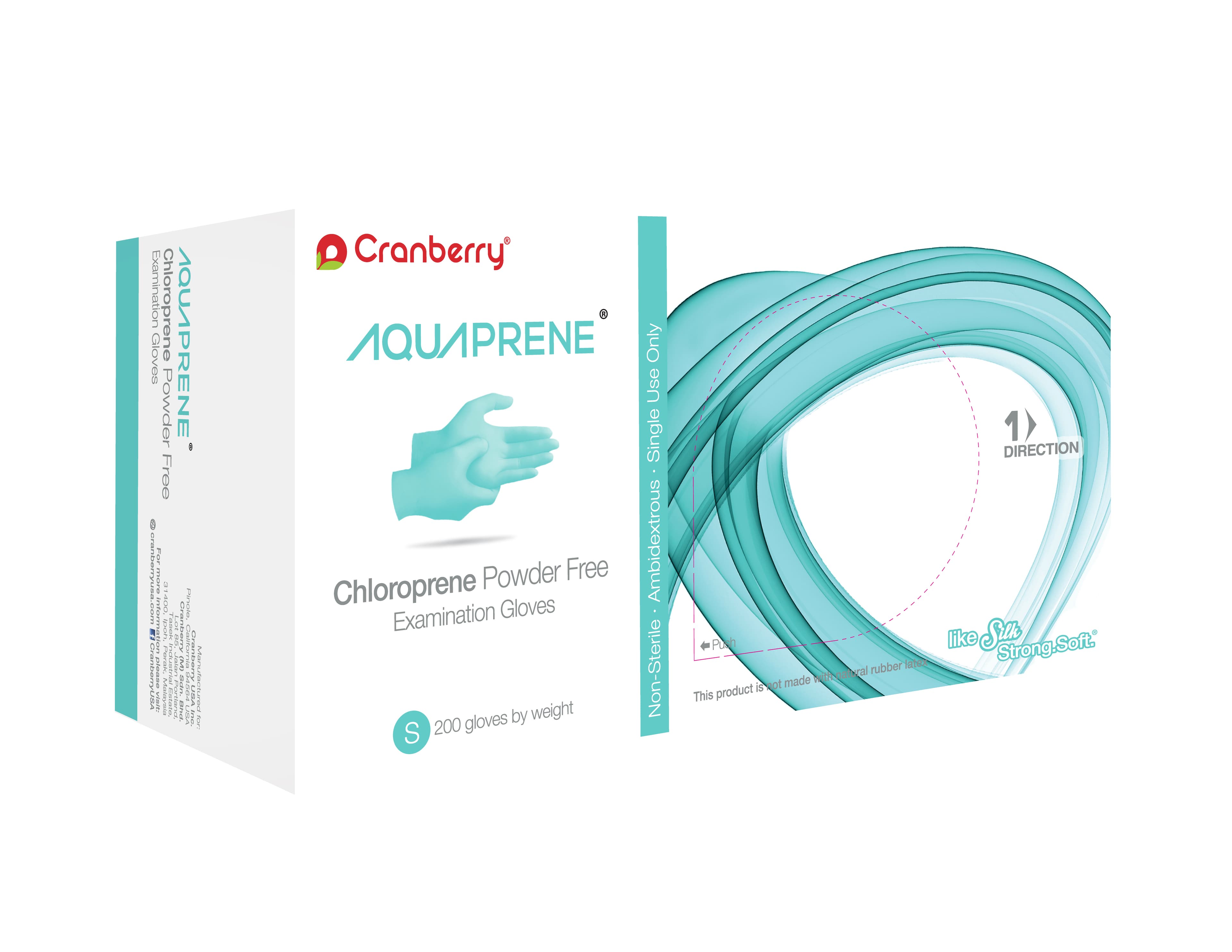 AquaPrene Chloroprene Powder-Free Exam Gloves, Small, Aqua Blue, 200/Box, CR3026 thumbnail 7
