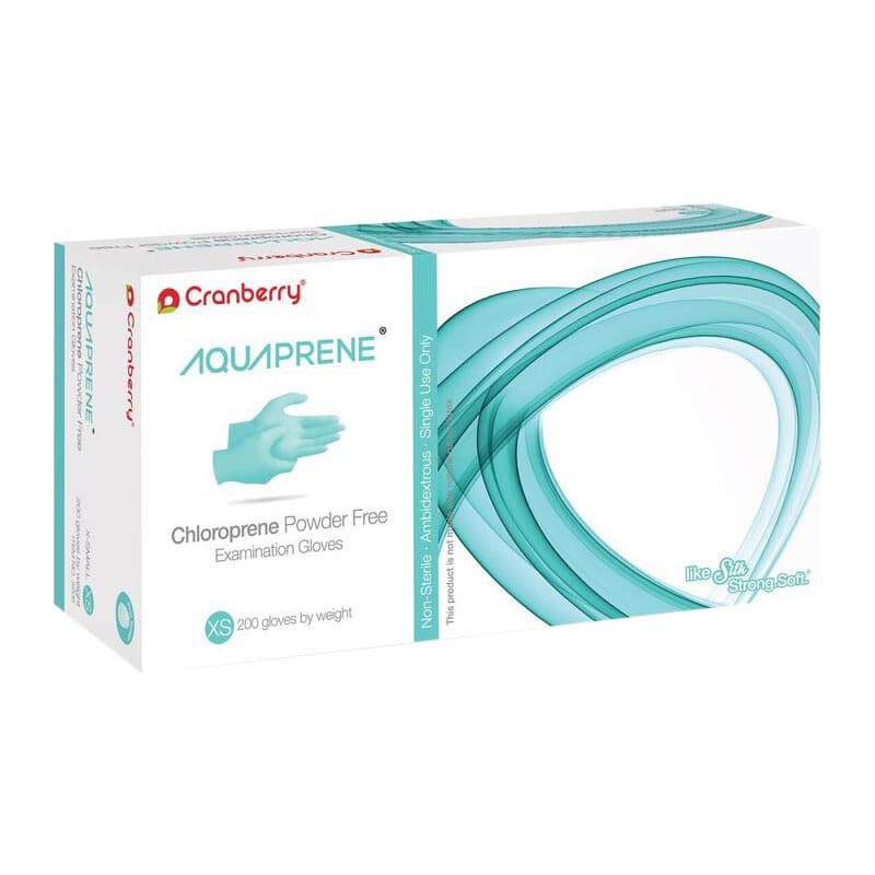 AquaPrene Chloroprene Powder-Free Exam Gloves, X-Small, Aqua Blue, 200/Box, CR3025 thumbnail 7