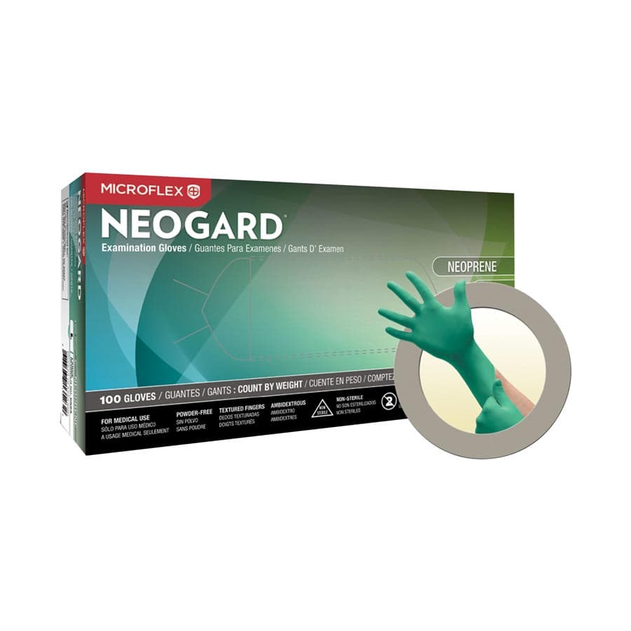 Microflex Neogard Chloroprene Exam Gloves, Powder-Free, Non-Sterile, X-Small, Green, 100/Box, C520 thumbnail 14