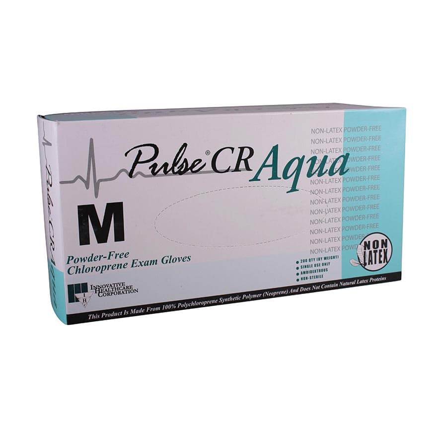 Pulse® CR Chloroprene Exam Gloves, Powder-Free, Non-Sterile, Textured, Aqua, Large, 200/Box, 194302 thumbnail 3