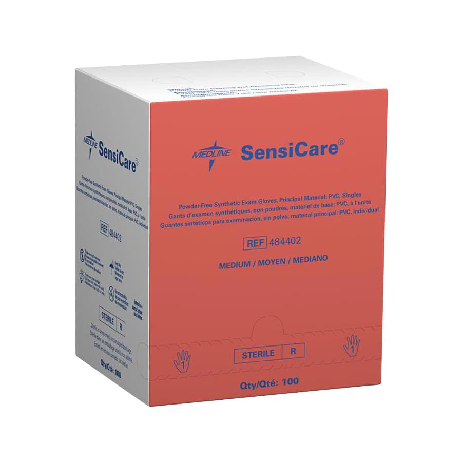 Medline SensiCare Sterile Synthetic Powder-Free Exam Gloves, Large, 200 Pair/Case, 484407 - Medline - SensiCare Sterile Synthetic Powder Free Exam Gloves - Image 1