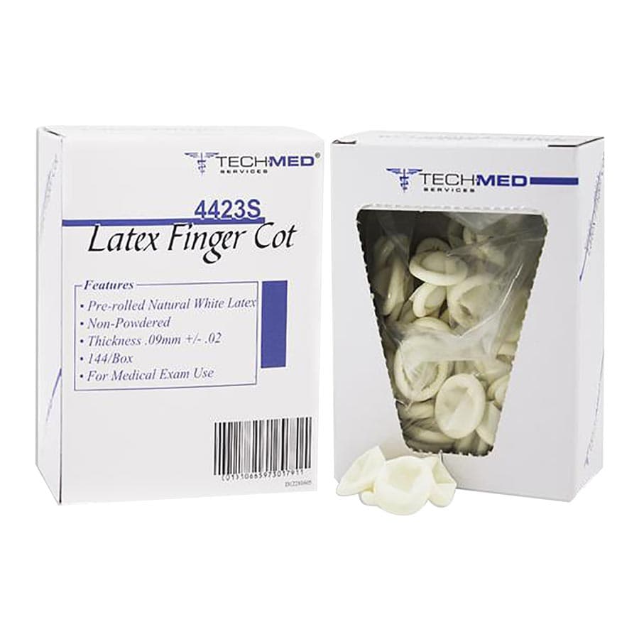 Tech-Med Latex Finger Cots, X-Large, Non-Powdered, Pre-Rolled, Natural White, 144/Box, 4423XL thumbnail 10