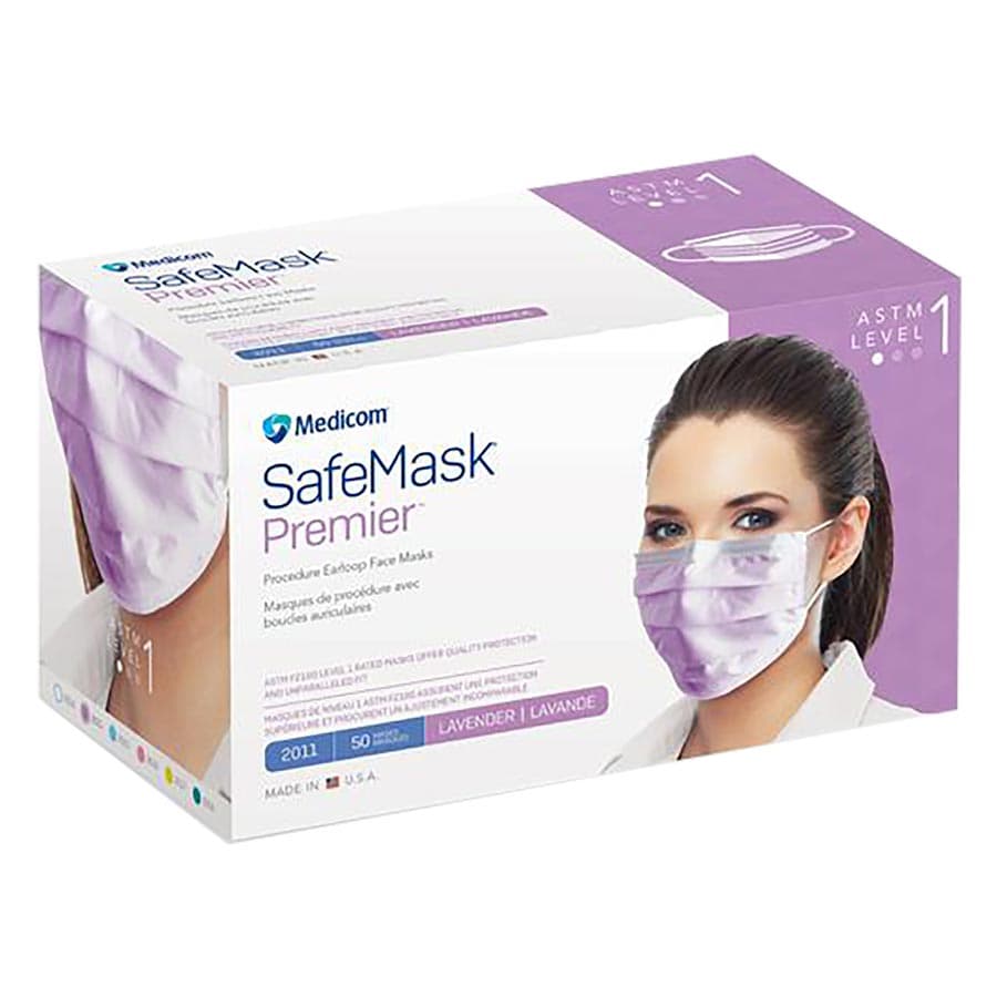 SafeMask® Premier™ Procedure Earloop Face Mask, ASTM Level 1, Lavender, 50/Box, 2011 thumbnail 16