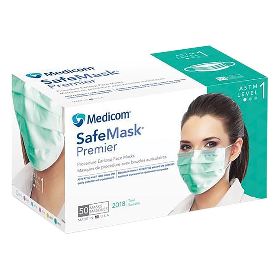 SafeMask® Premier™ Procedure Face Mask, ASTM Level 1, Ear Loop, Teal, 50/Box, 2018 thumbnail 16