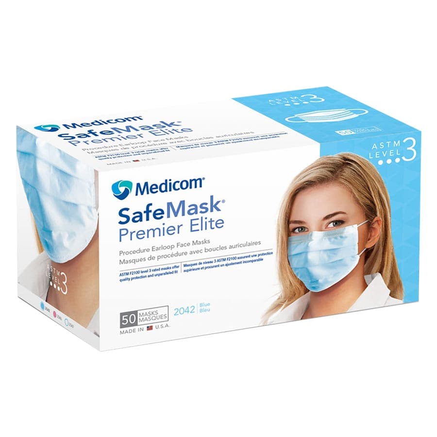 SafeMask® Premier Elite™ Procedure Earloop Face Mask, ASTM Level 3, Blue, 50/Box, 2042 thumbnail 19