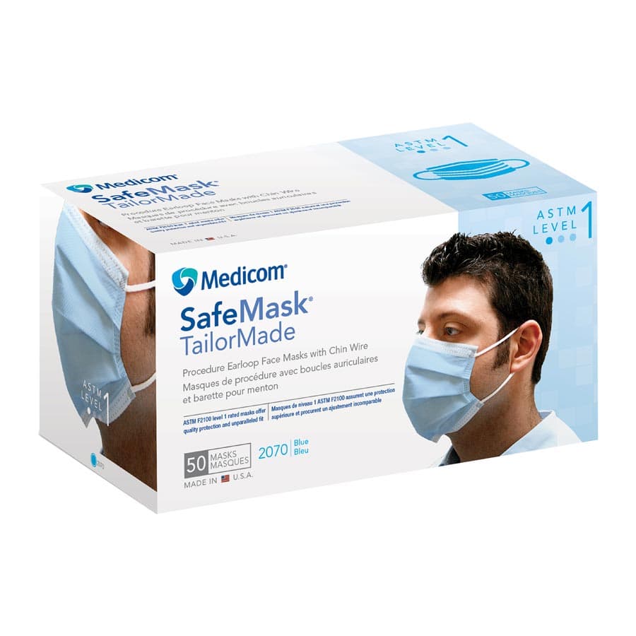 SafeMask TailorMade Procedure Mask with Chin Wire, ASTM Level 1, Blue, 50/Box, 2070 thumbnail 13