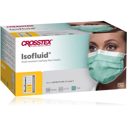 Isofluid™ Earloop Surgical Face Mask, ASTM Level 1, Teal, Latex-Free, 50/Box, GCITE thumbnail 14