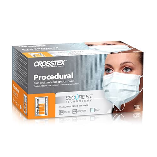 Secure Fit™ Procedure Face Mask, ASTM Level 2, Blue, Ear Loop, One Size Fits Most, 50/Box, GCPBLSF thumbnail 15
