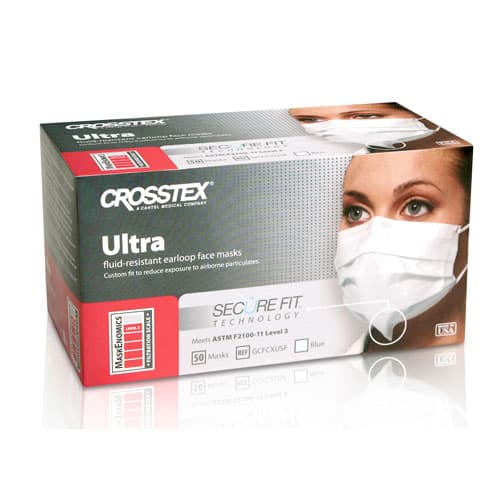 Crosstex Ultra Earloop Face Mask with Secure Fit Technology, ASTM Level 3, Blue, 50/Box, GCFCXUSF thumbnail 19