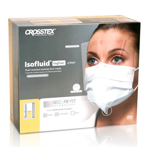 Isofluid FogFree Earloop Procedure Face Mask with Wrap-Around Shield, SecureFit Technology, ASTM Level 1, Blue, 25/Box, GCIPWBSF thumbnail 4