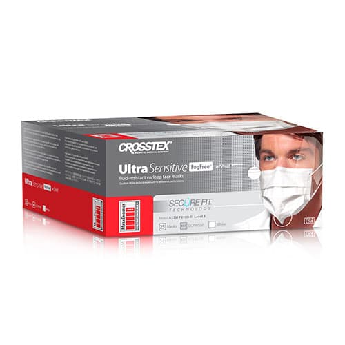 Crosstex Ultra Sensitive FogFree SecureFit Earloop Face Mask with Wrap-Around Shield, ASTM Level 3, White, 25/Box, GCPWSSF thumbnail 11