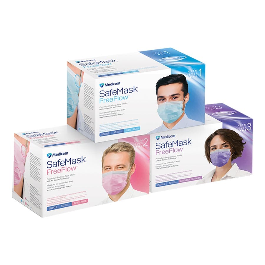 SafeMask FreeFlow Procedure Earloop Face Mask, ASTM Level 3, White, 50/Box, 200514 thumbnail 19