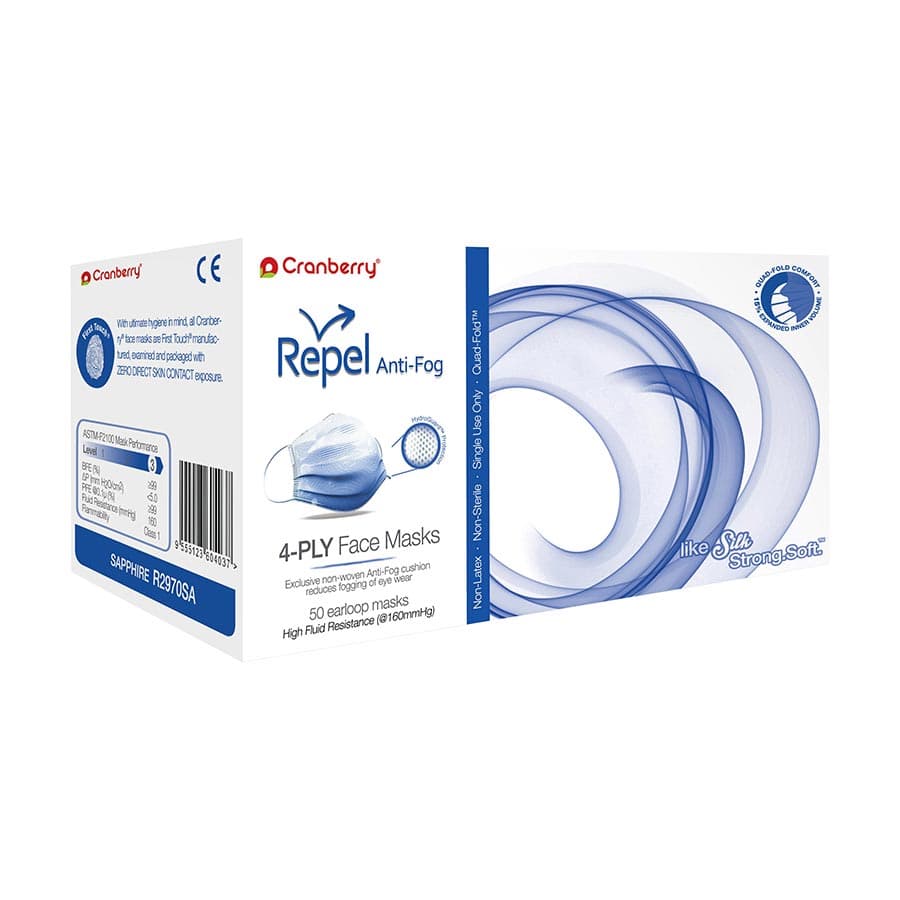 Cranberry Repel 4-Ply Earloop Procedure Face Mask, ASTM Level 3, Gold, 50/Box, R2960 thumbnail 5