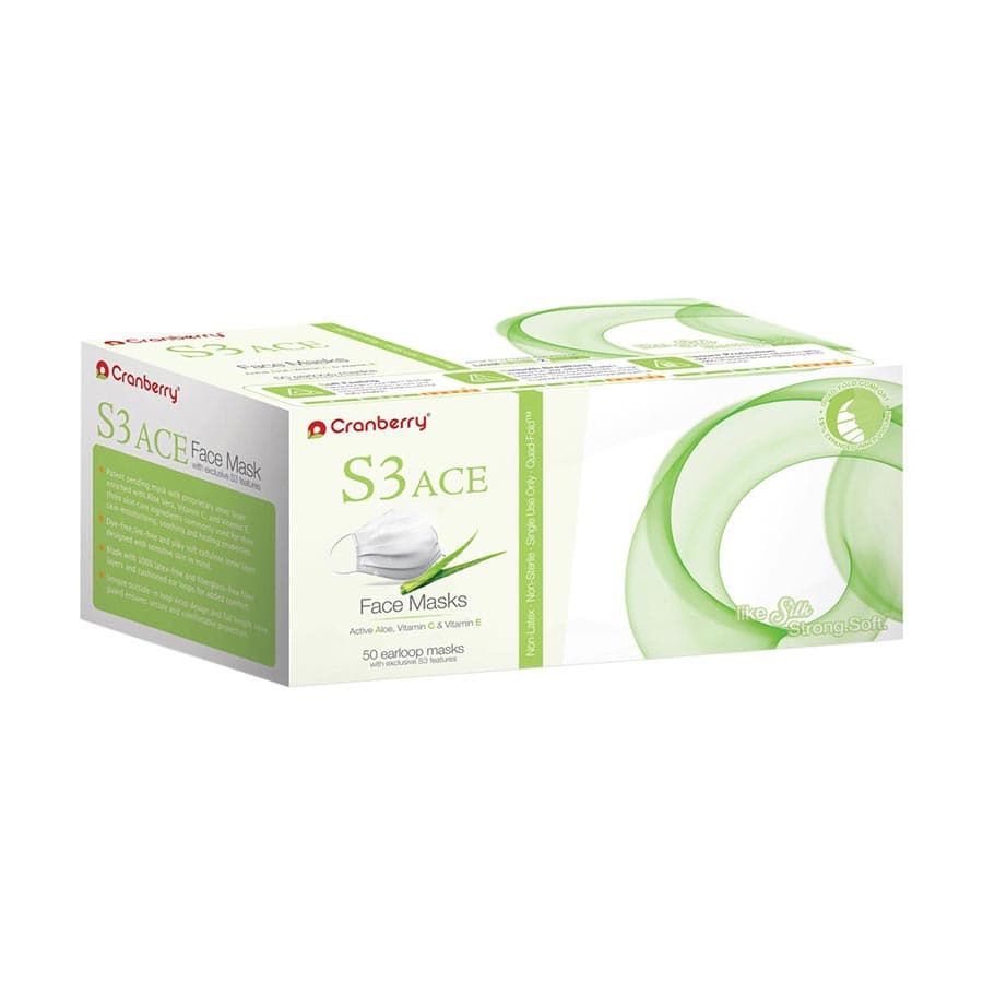 Cranberry S3 ACE ASTM Level 3 Earloop Face Mask, White, 50/Box, S3080W thumbnail 7