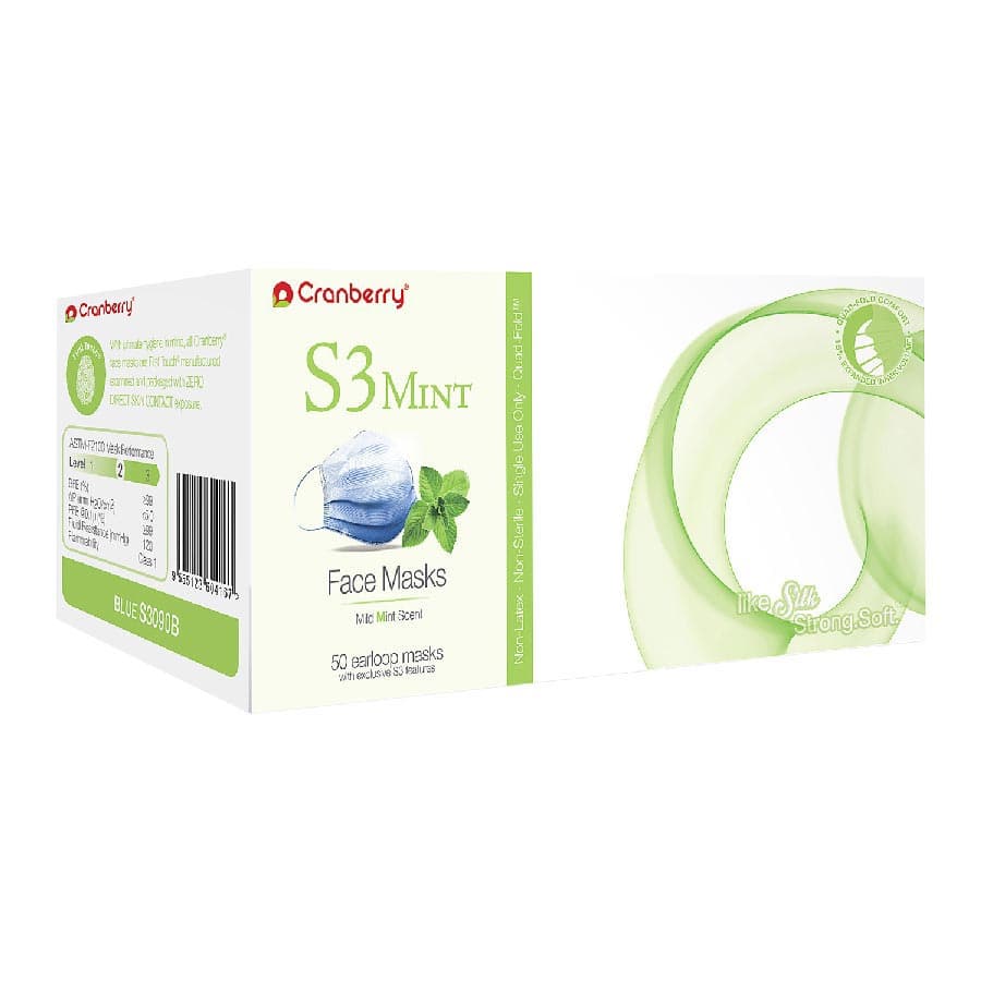 Cranberry S3 Mint Earloop Face Mask, ASTM Level 3, Green, One Size Fits Most, 50/Box, S3090G thumbnail 7