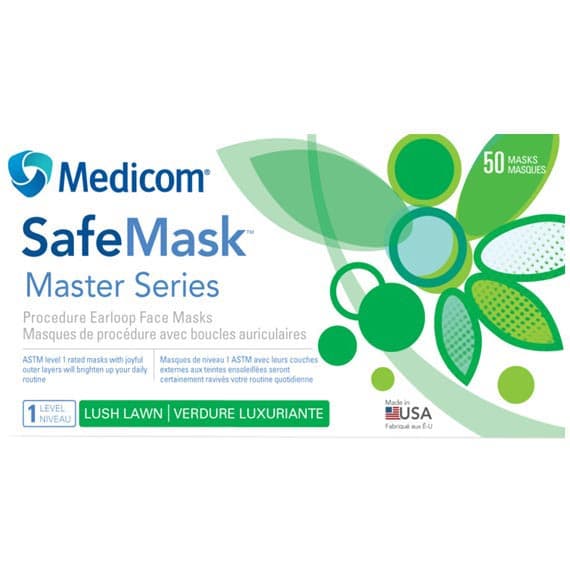 SafeMask Master Series Procedure Earloop Mask, ASTM Level 1, Lush Lawn (Vibrant Green), 50/Box, 2052 thumbnail 14