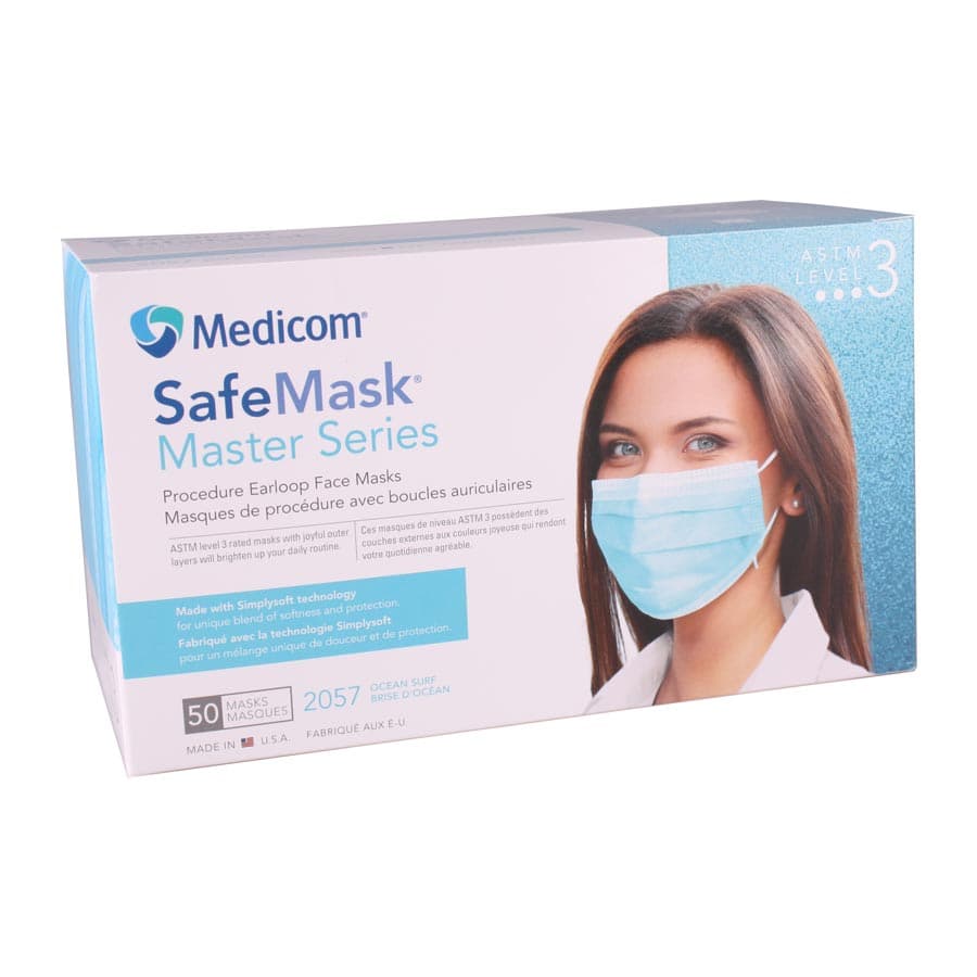 SafeMask Master Series Procedure Earloop Face Mask, ASTM Level 3, Ocean Surf (Aqua Marine), 50/Box, 2057 thumbnail 20