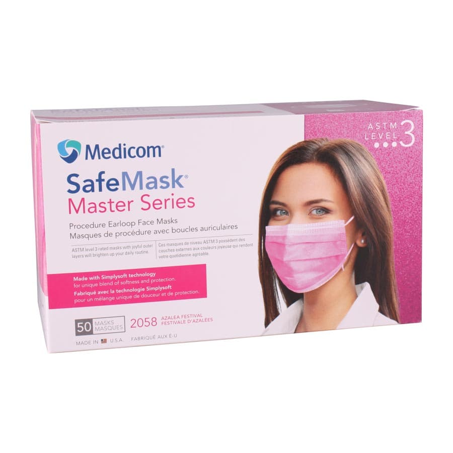 SafeMask Master Series Procedure Earloop Face Mask, ASTM Level 3, Azalea Festival (Bright Fuchsia), 50/Box, 2058 thumbnail 20