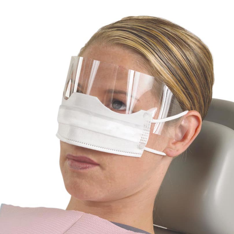 Crosstex Patient Safety Mask with Clear Shield, White, Fluid Resistant, Latex-Free, One Size Fits Most, 25/Box, GCPAT thumbnail 6