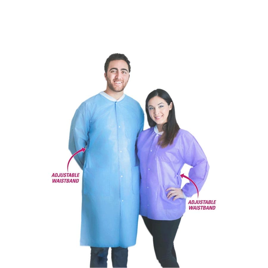 FitMe Lab Jacket, White, XX-Large, Knit Cuffs & Collar, Snap Front, 10/Pack, UGJ-6502-XXL thumbnail 11