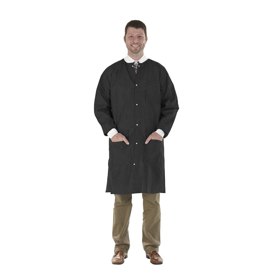 SafeWear High Performance Lab Coat, Medium, Jet Black, 45 gsm SMS, AAMI Level 2, 12/Pk, 8119-B thumbnail 5