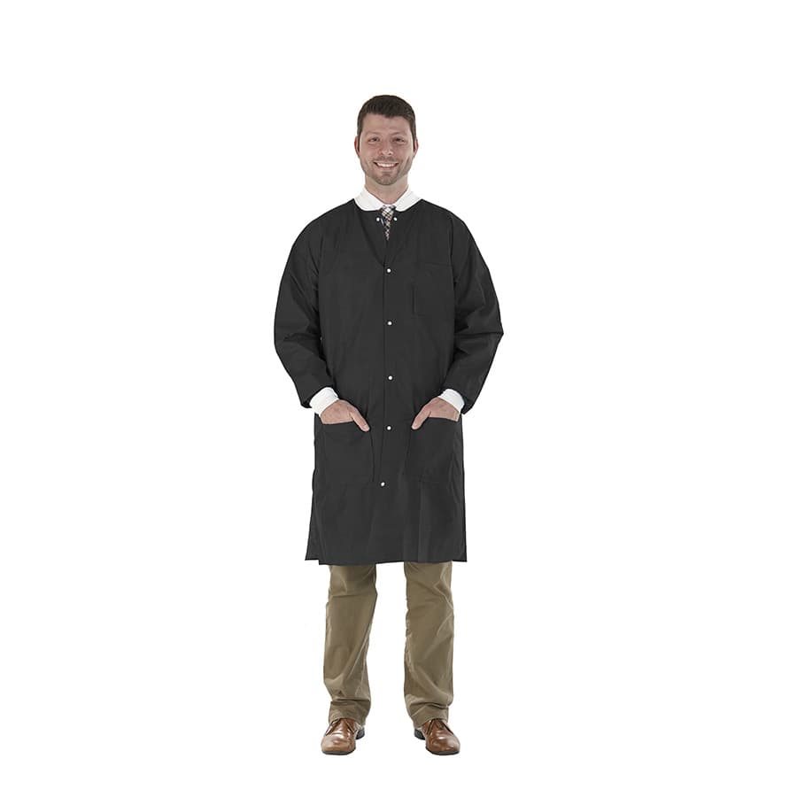 SafeWear High Performance Lab Coat, Jet Black, X-Large, Latex-Free, Fluid Resistant, AAMI Level 2, 12/Pack, 8119-D thumbnail 12
