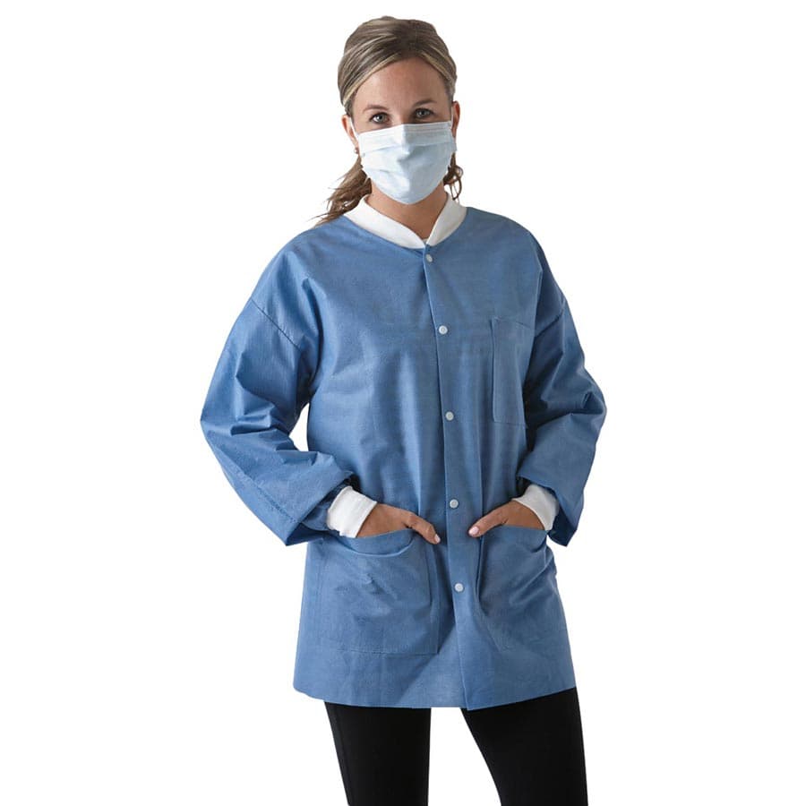 SafeWear Hipster Jacket, Small, Deep Blue, 45 g/m2 SMS, AAMI Level 2, 12/Pk, 8101-A thumbnail 14
