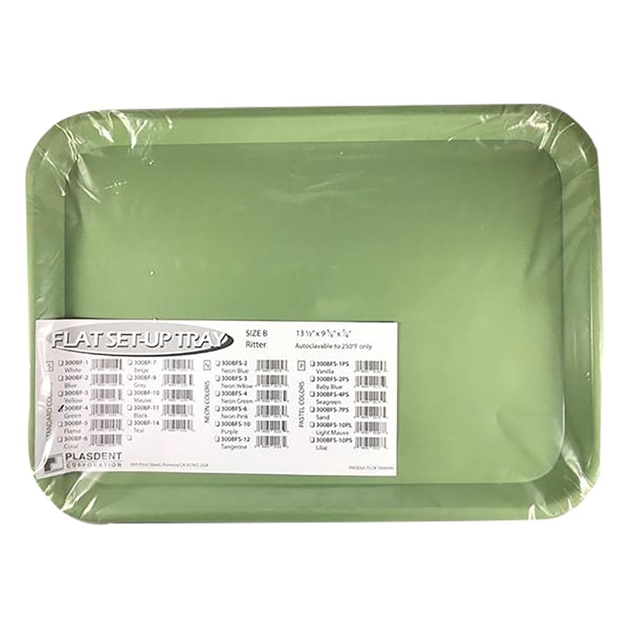 Plasdent Set-Up Flat Tray, Size B (Ritter), Green, Plastic, 13-1/2" x 9-5/8" x 7/8", 1/Pk, 300BF-4 thumbnail 6