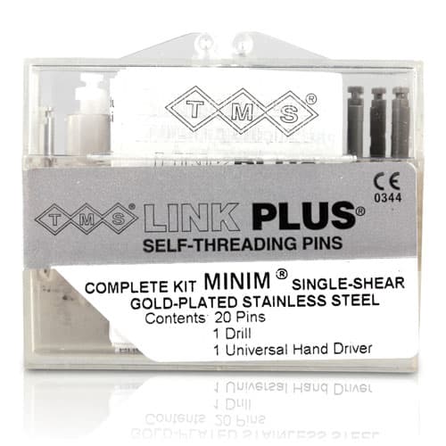 TMS Link Plus Minim Single Shear Complete Kit, Silver Gold-Plated Stainless Steel, 0.021"/0.525 mm, 20 Pins with Kodex Drill K92 and Universal Hand Driver, L-721 thumbnail 7