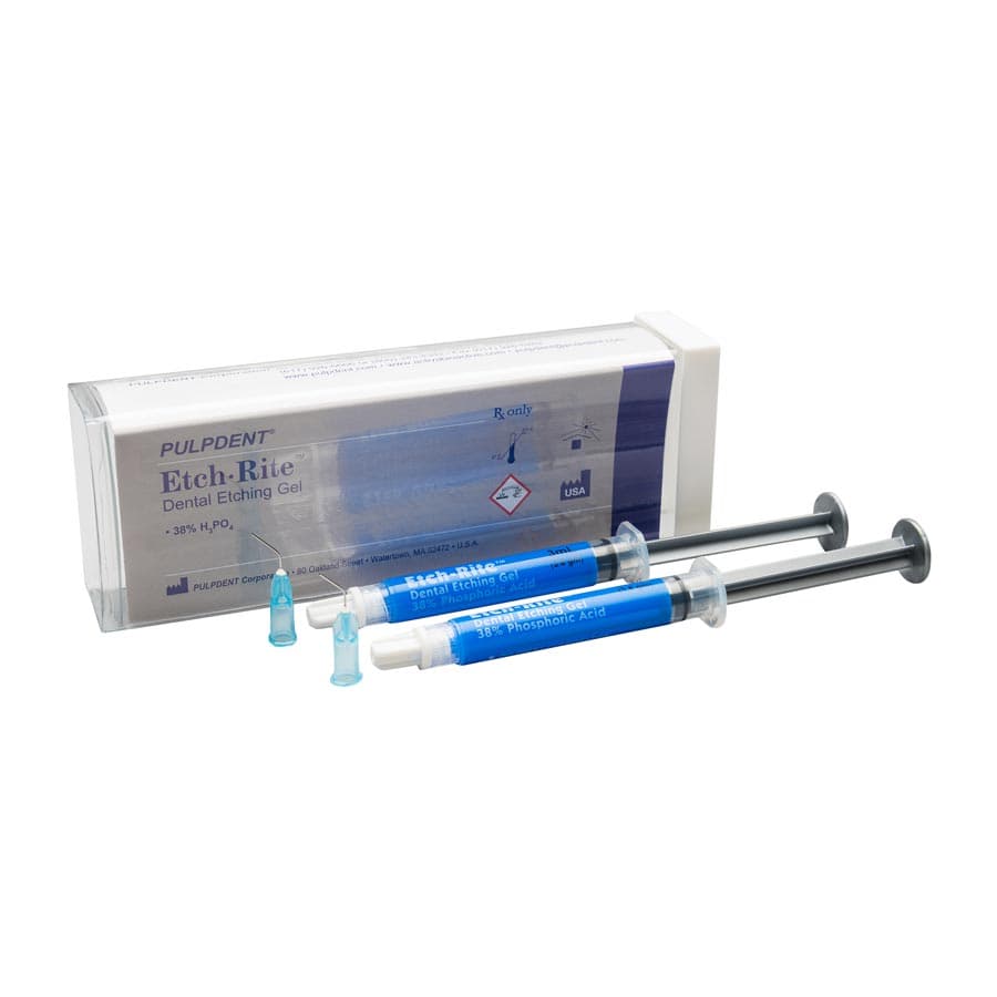 Etch-Rite Dental Etching Gel, 38% Phosphoric Acid, Twin Pack, 2 x 3 mL Syringes with 25 Pre-Bent Applicator Tips, ET-TWIN thumbnail 4