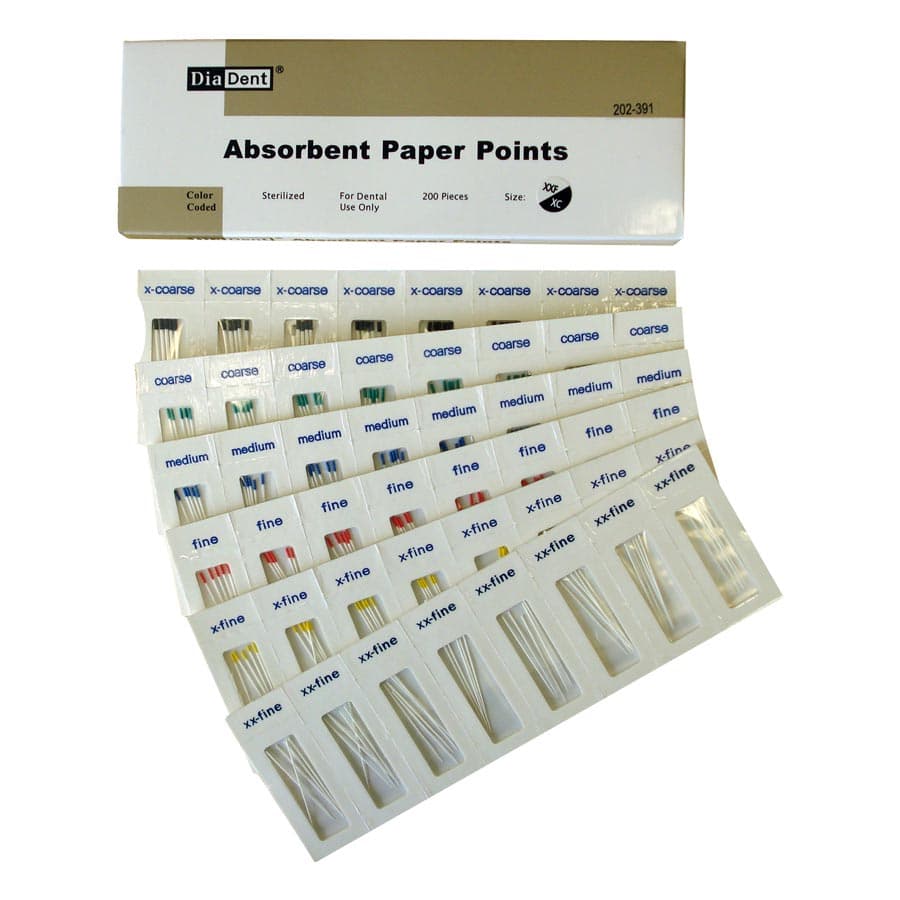 Diadent Absorbent Paper Points, Coarse, Non-Marked, Cell Pack, 200/Pk, Sizes 202-305 thumbnail 11